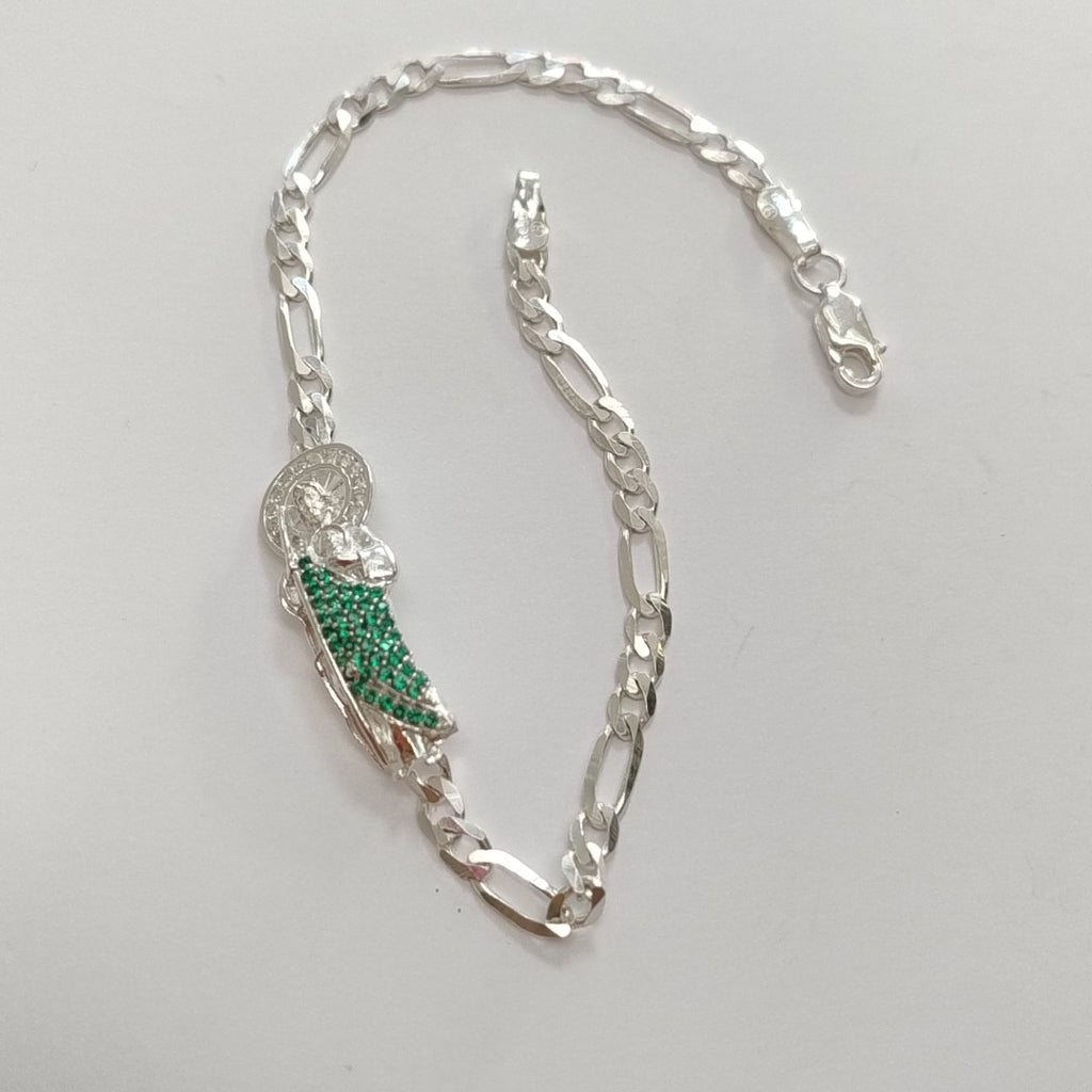 PULSERA TEJIDO SAN JUDAS PLATA .925 21 CM 5.4 GR (NUEVO)