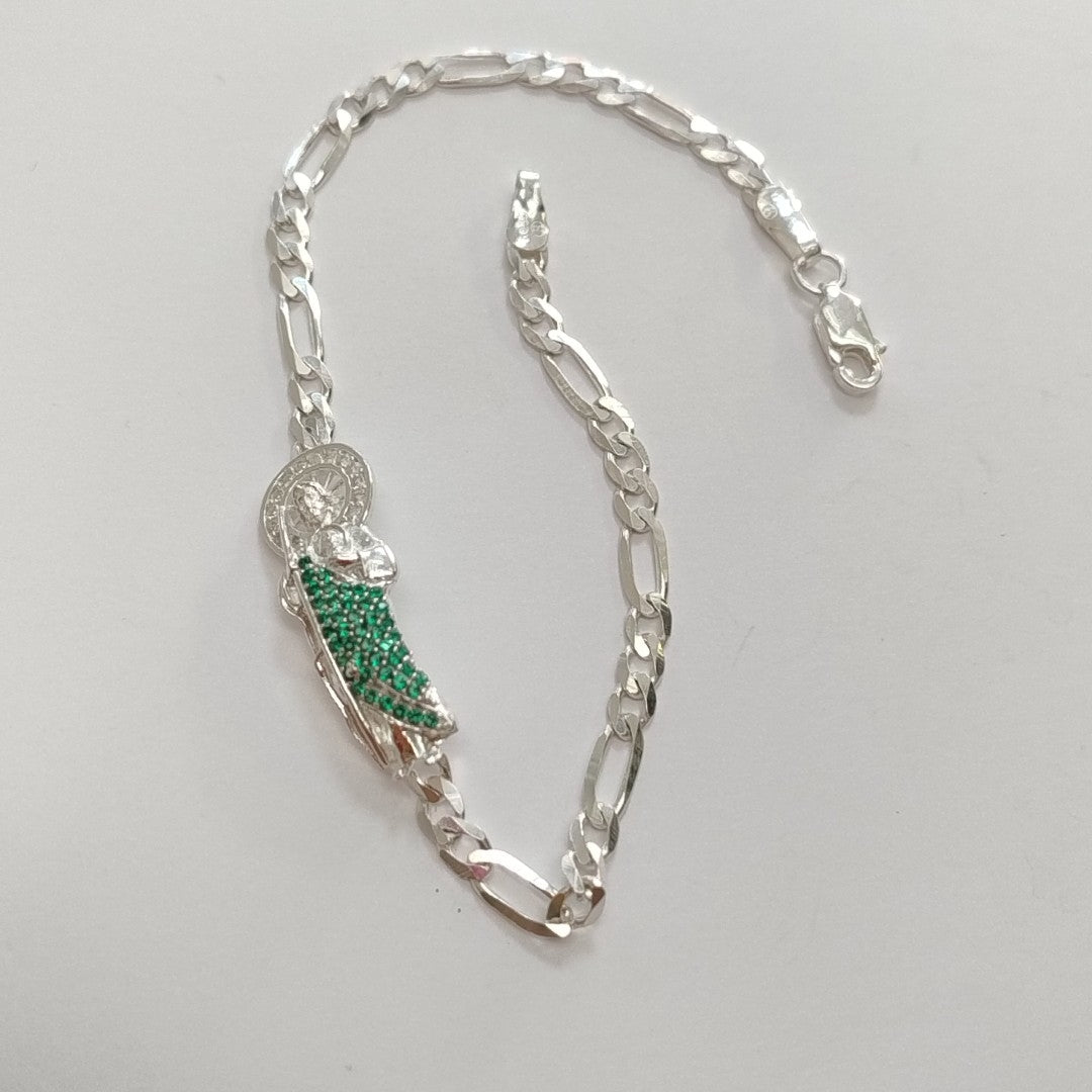 PULSERA TEJIDO SAN JUDAS PLATA .925 21 CM 5.4 GR (NUEVO)