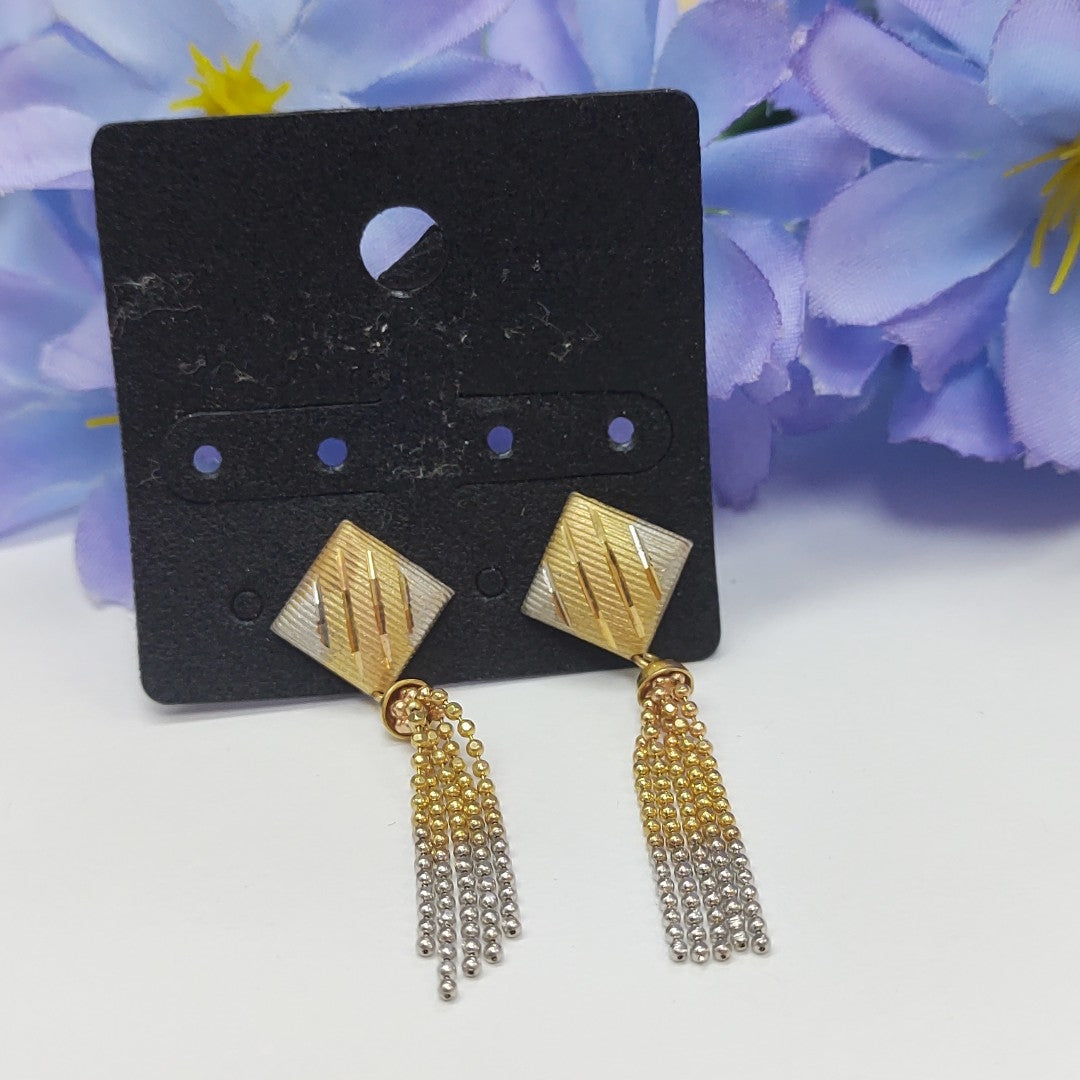 ARETES PAR ORO COMBINADO 14 K 3,10 GRMS (SEMINUEVO)