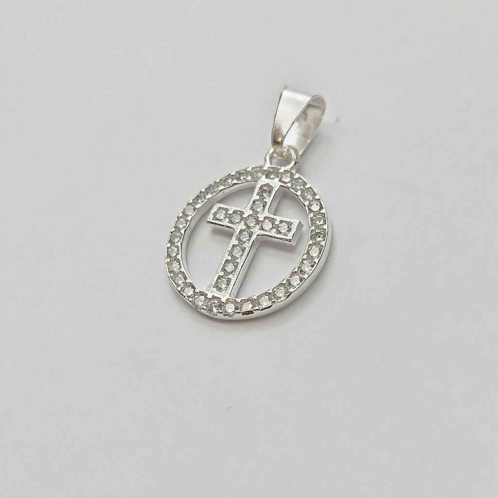 DIJE CRUZ C/CIRCONIAS PLATA .925 2.3 GR (NUEVO)