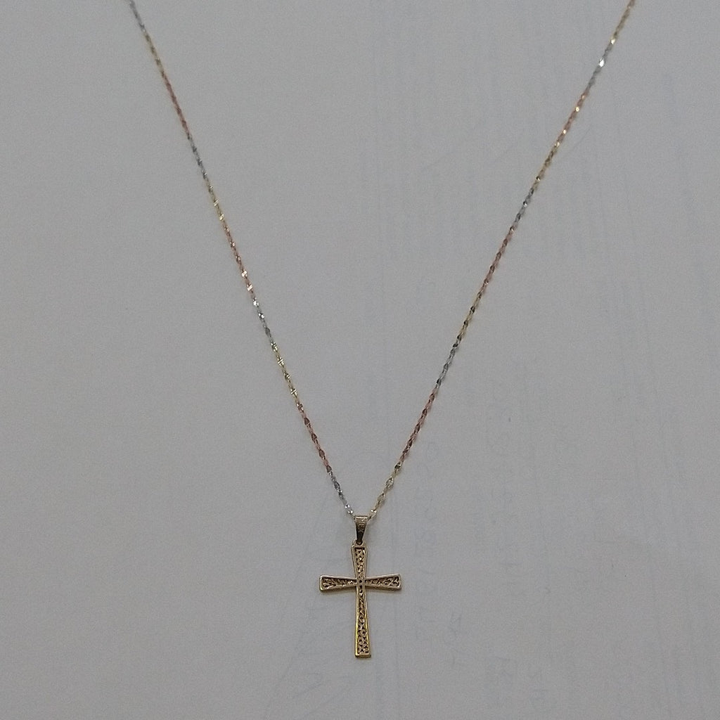 CADENA, CRUZ ORO, ORO COMBINADO 10 K 1.4 GRMS (SEMINUEVO)