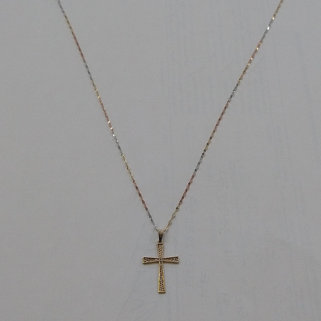 CADENA, CRUZ ORO, ORO COMBINADO 10 K 1.4 GRMS (SEMINUEVO)