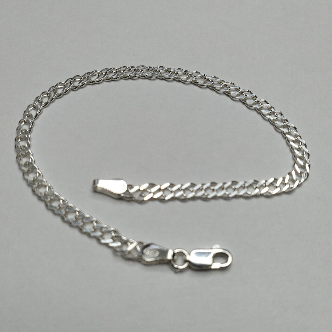 PULSERA DOBLE ESLABON PLATA .925 18 CM 3.53 GR (NUEVO)