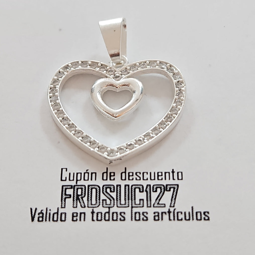 DIJE CORAZON C/CIRCONIAS PLATA .925 2.7 GR (NUEVO)