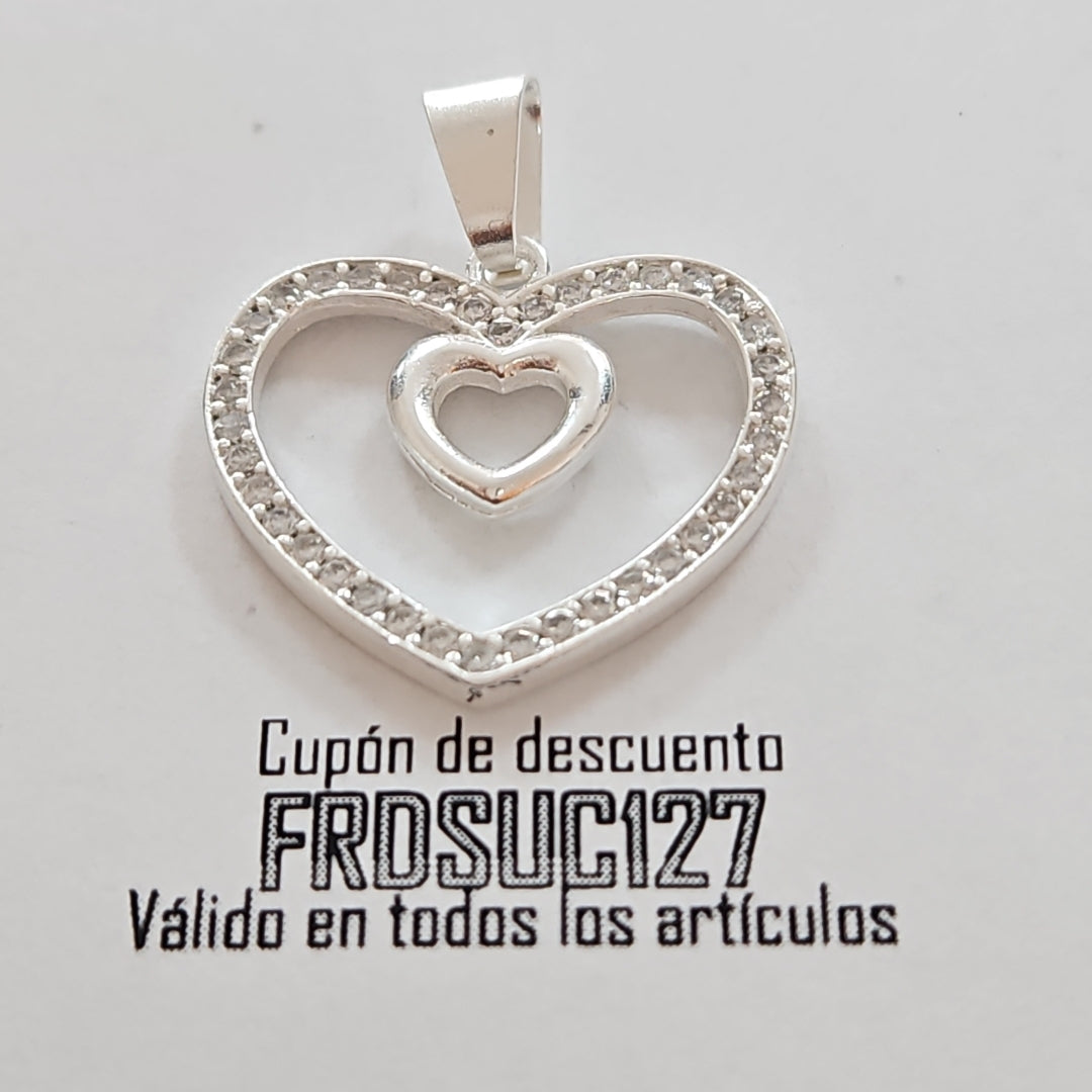 DIJE CORAZON C/CIRCONIAS PLATA .925 2.7 GR (NUEVO)