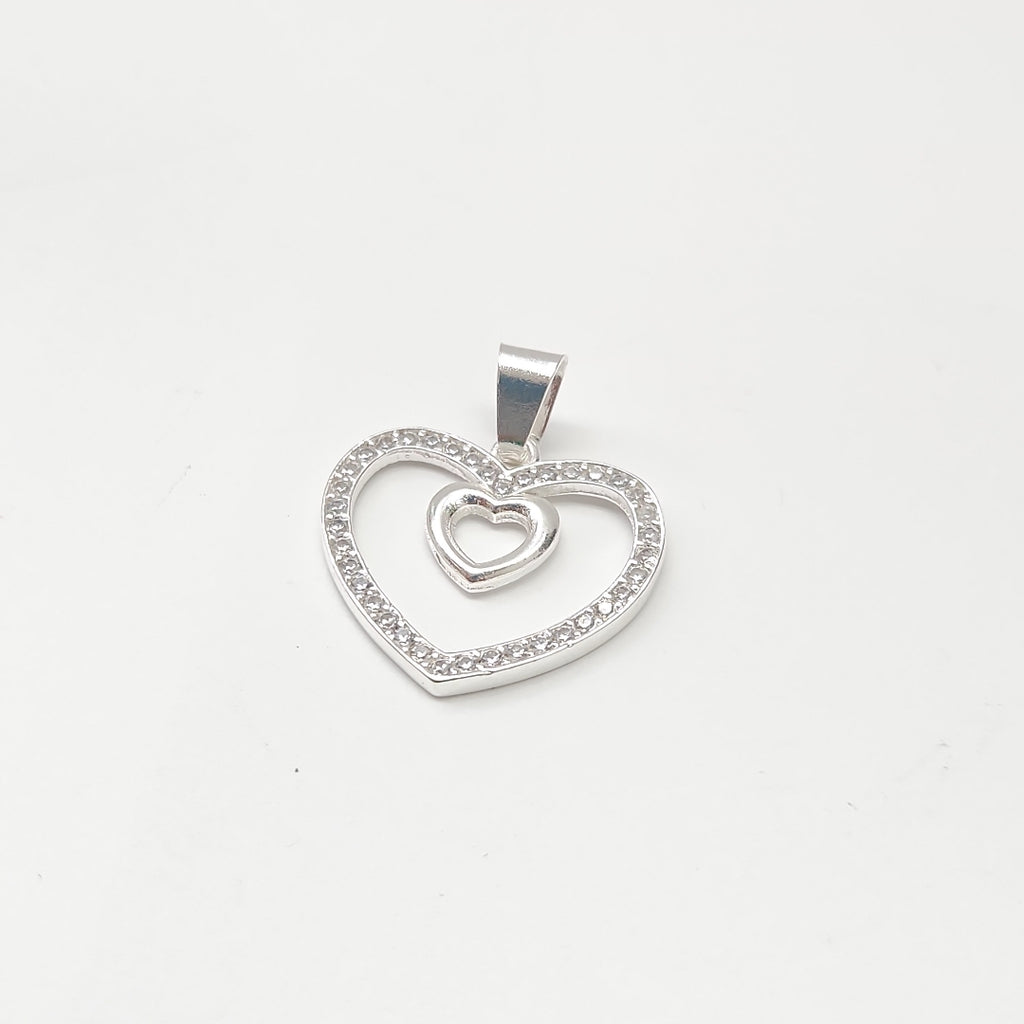 DIJE CORAZON C/CIRCONIAS PLATA .925 2.7 GR (NUEVO)