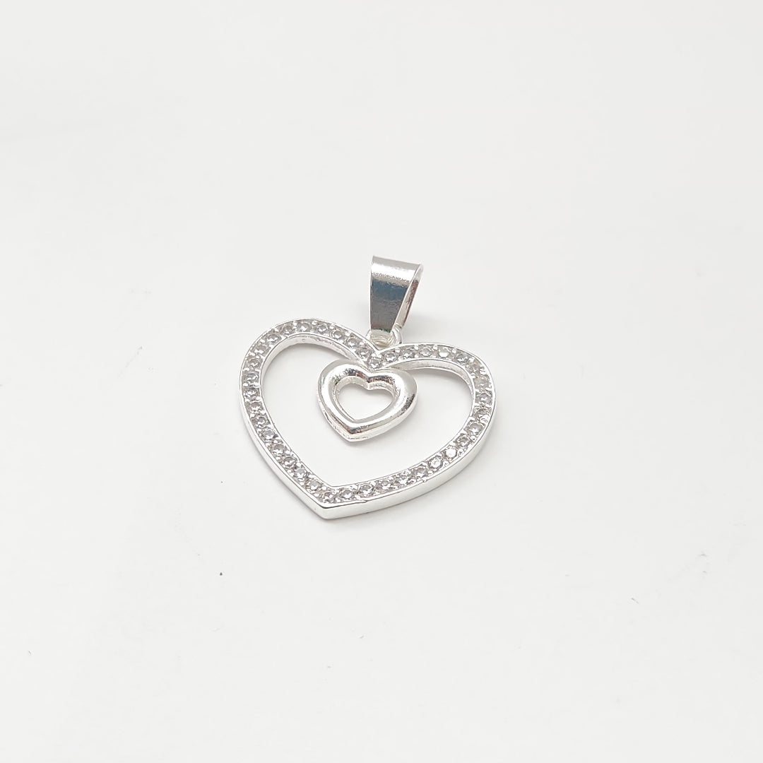 DIJE CORAZON C/CIRCONIAS PLATA .925 2.7 GR (NUEVO)