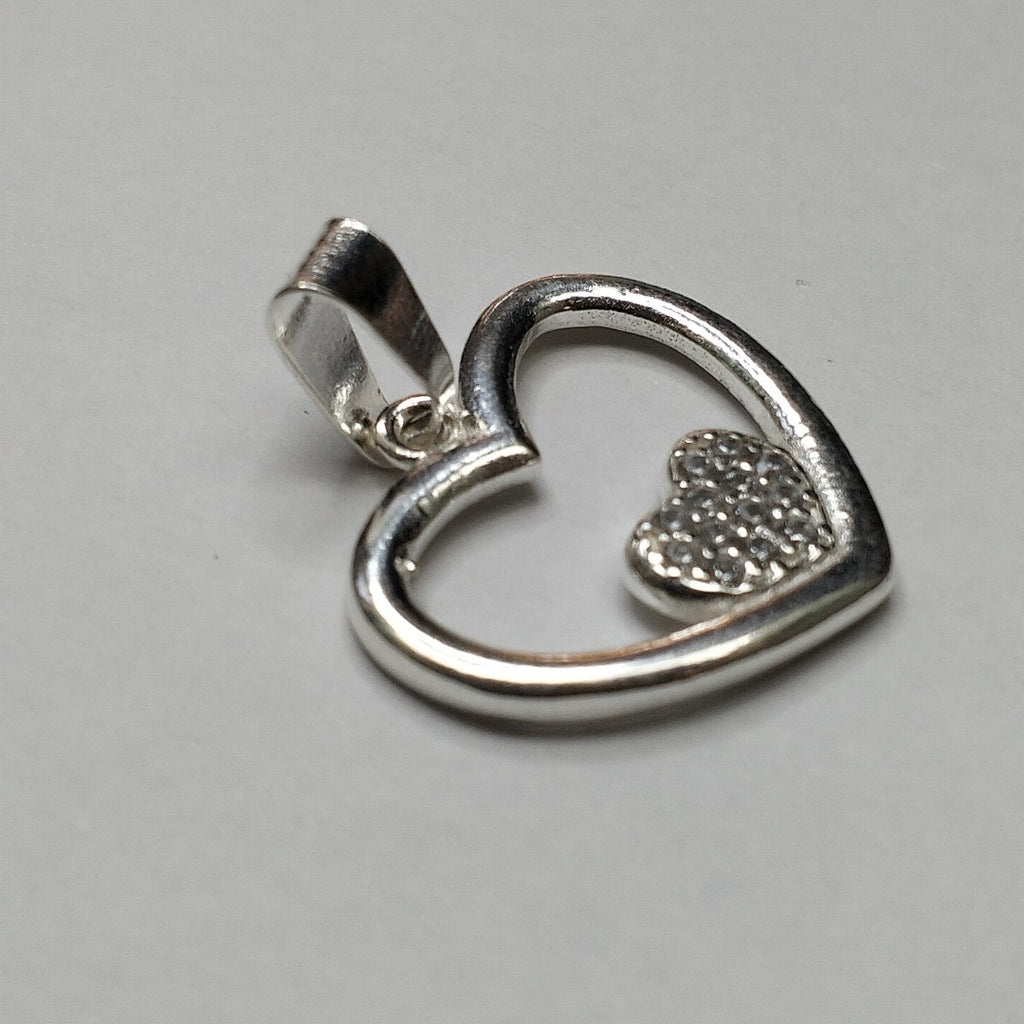 DIJE CORAZON C/CIRCONIAS PLATA .925 2.6 GR (NUEVO)