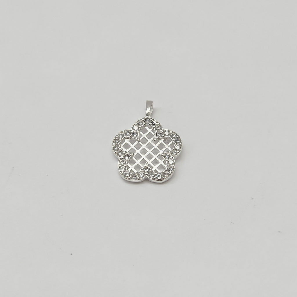DIJE FLOR CON CIRCONIAS PLATA .925 1.7 GR (NUEVO)