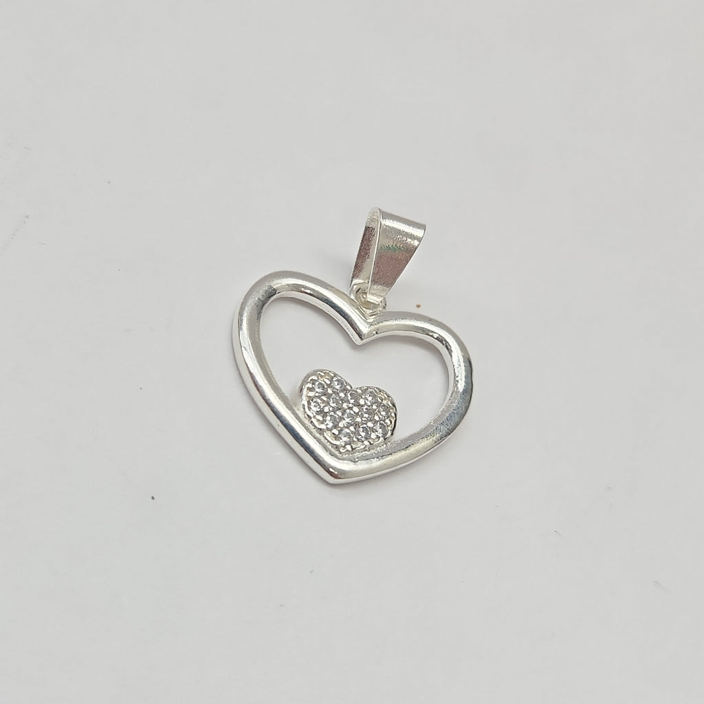 DIJE CORAZON C/CIRCONIAS PLATA .925 2.5 GR (NUEVO)