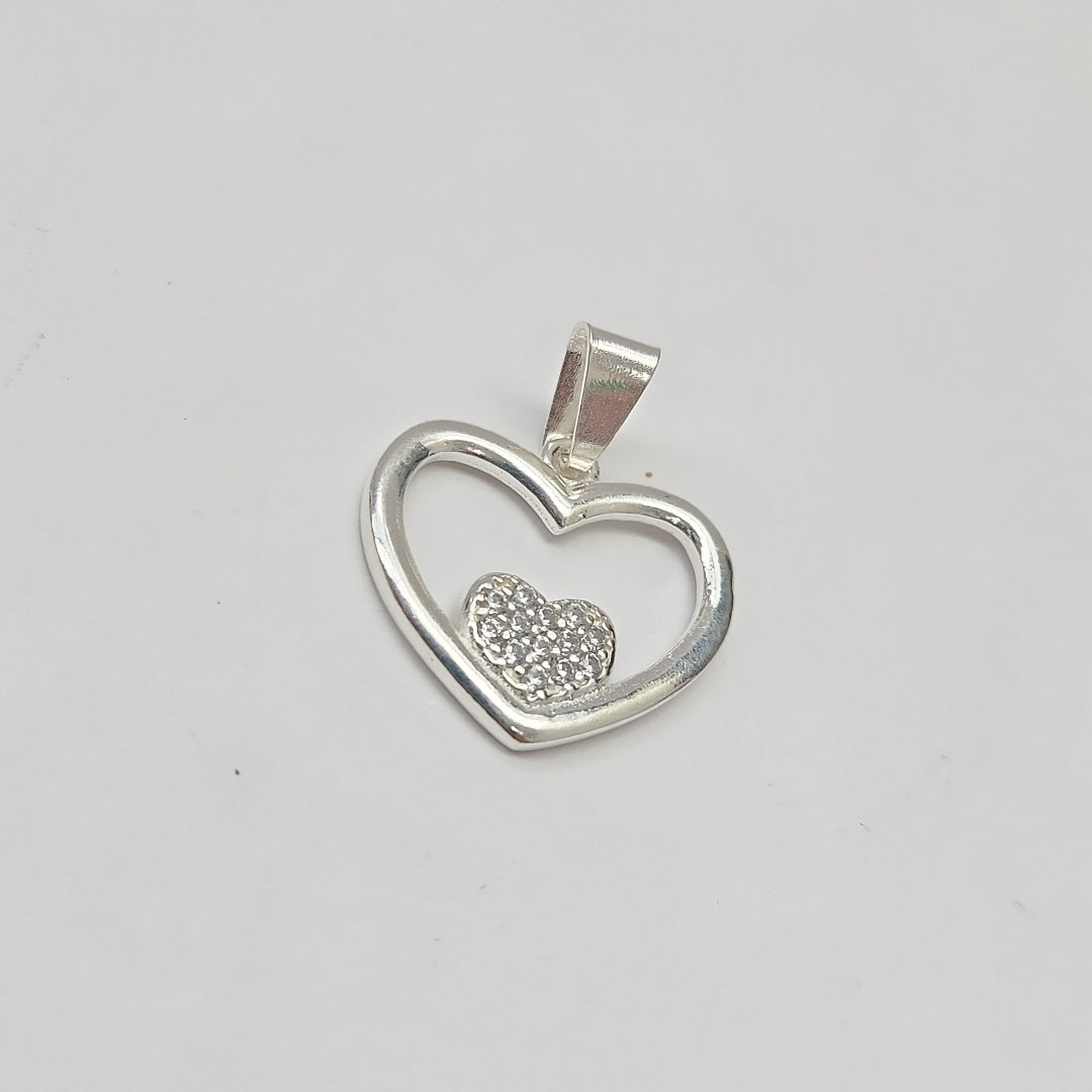 DIJE CORAZON C/CIRCONIAS PLATA .925 2.5 GR (NUEVO)