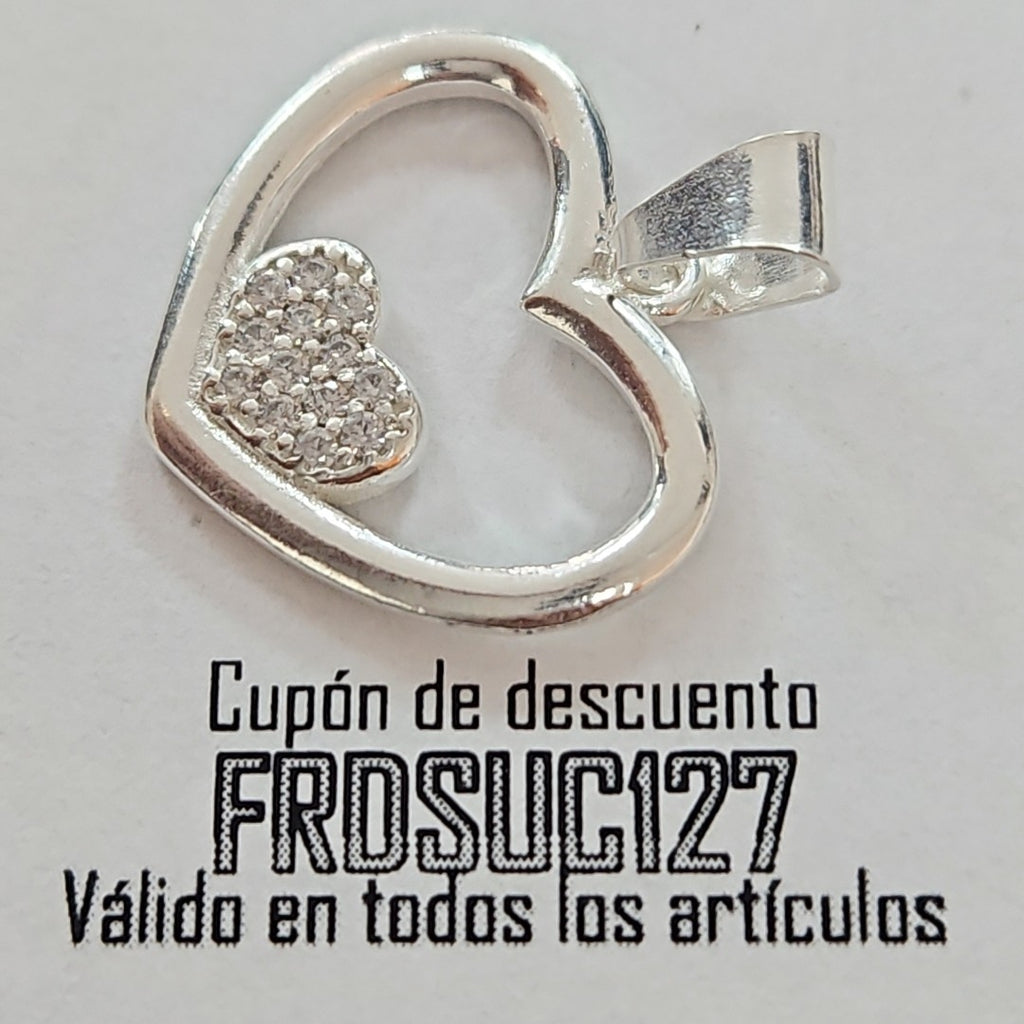 DIJE CORAZON C/CIRCONIAS PLATA .925 2.7 GR (NUEVO)