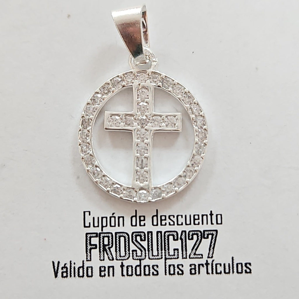 DIJE CRUZ C/CIRCONIAS PLATA .925 2.5 GR (NUEVO)