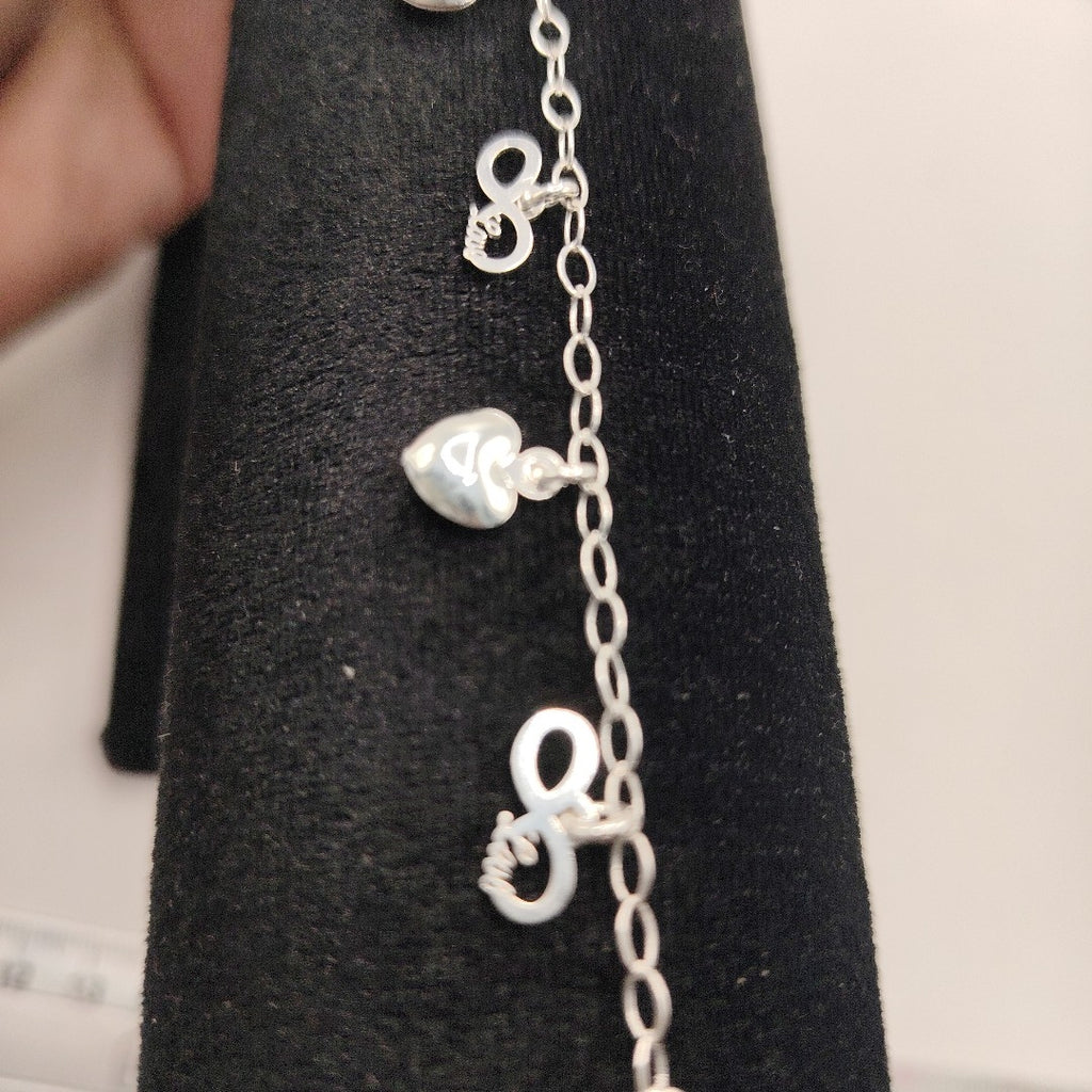 PULSERA CON DIJES CORAZON INFINITO PLATA .925 18 CM 3.12 GR (NUEVO)