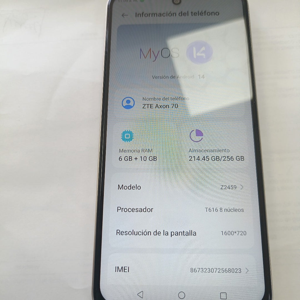 CELULAR ZTE AXON 70 Z2459 256 GB 6 GB RAM (SEMINUEVO)