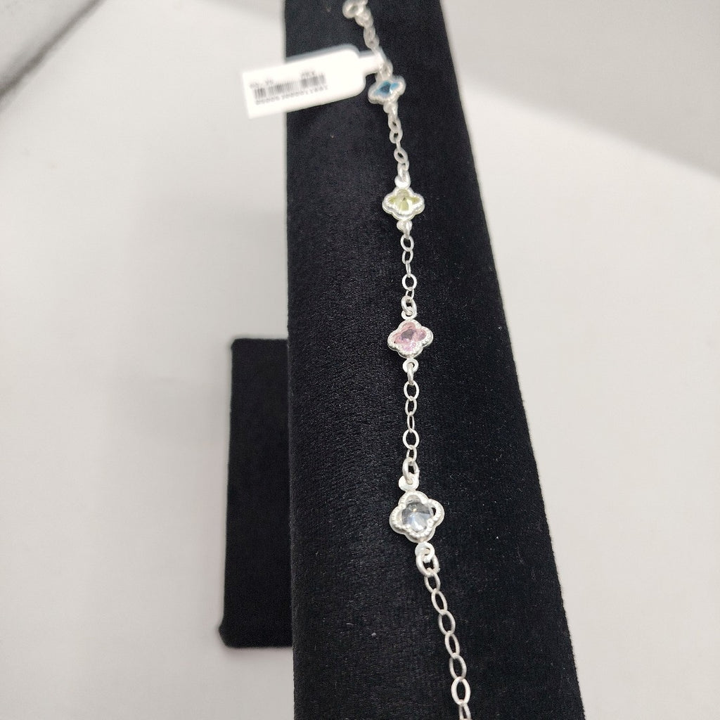 PULSERA ESPECIAL CON PIEDRAS DE COLOR PLATA .925 18 CM 3.42 GR (NUEVO)