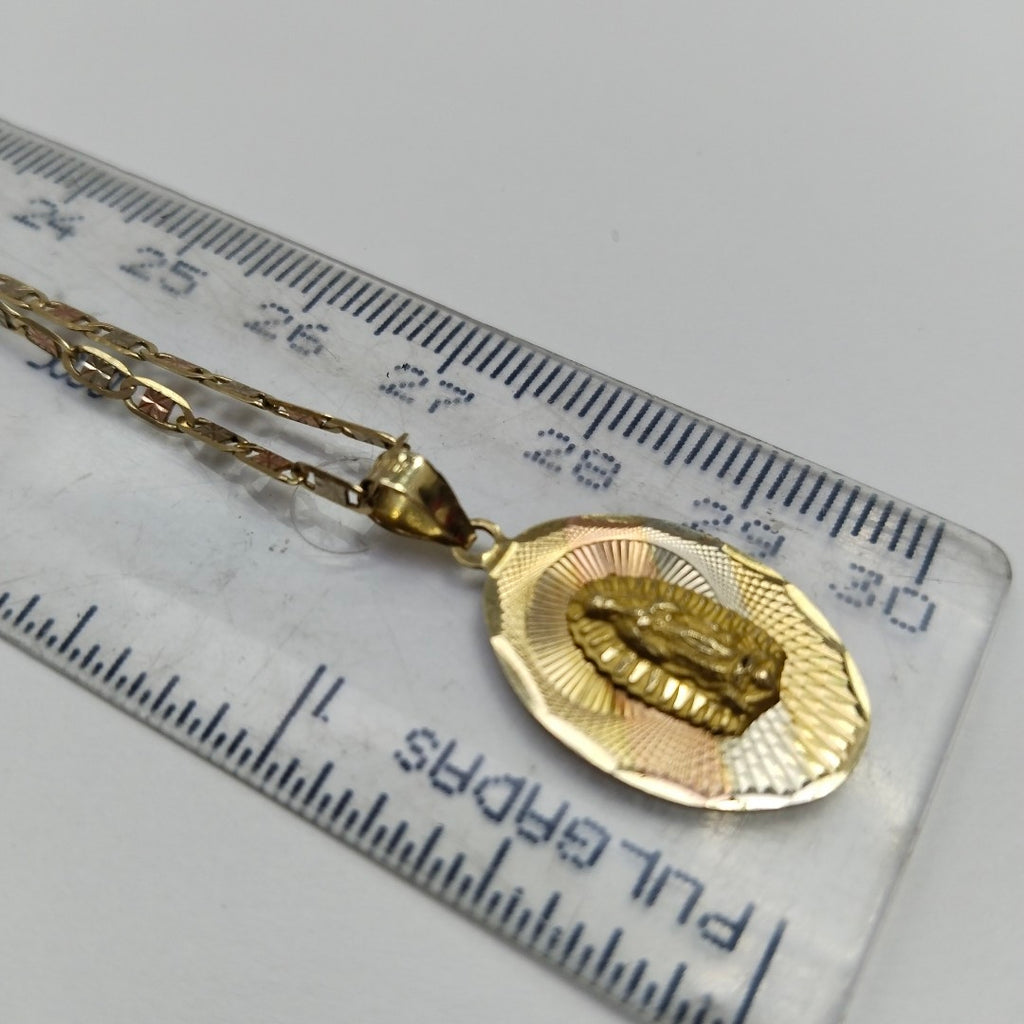 CADENA, MEDALLA RELIGIOSA ORO 10 K 4.9 GRMS (SEMINUEVO)