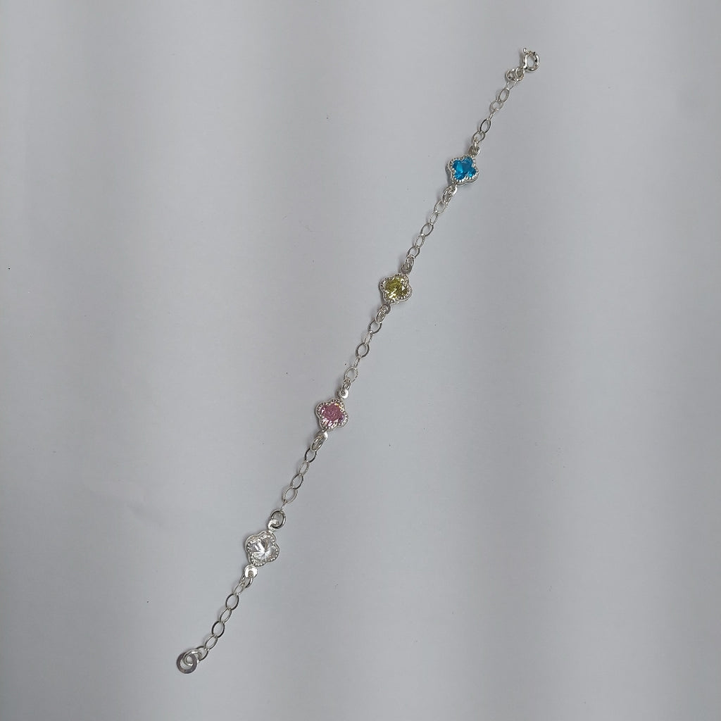 PULSERA ESPECIAL CON PIEDRAS DE COLOR PLATA .925 18 CM 3.42 GR (NUEVO)