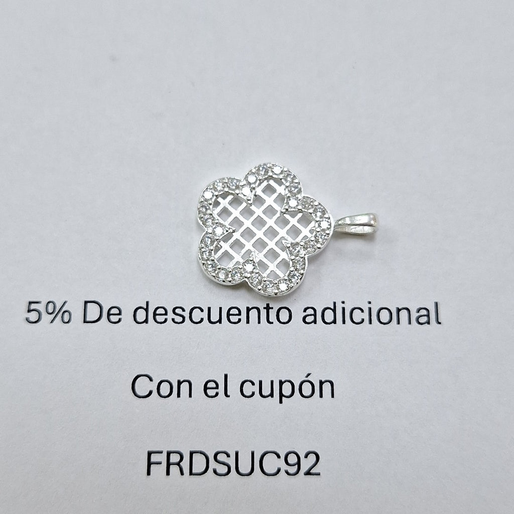 DIJE FLOR CON CIRCONIAS PLATA .925 1.8 GR (NUEVO)