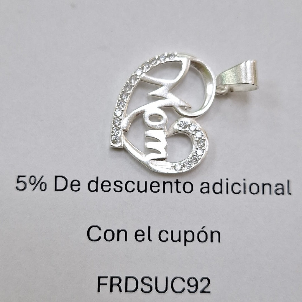 DIJE CORAZON C/CIRCONIAS PLATA .925 3.1 GR (NUEVO)