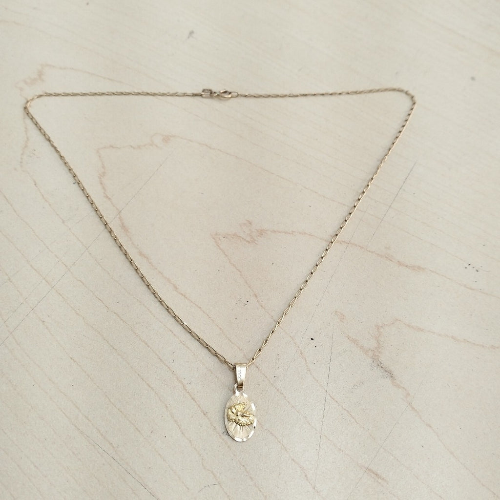 CADENA, MEDALLA RELIGIOSA ORO 14 K 2.6 GRMS (SEMINUEVO)