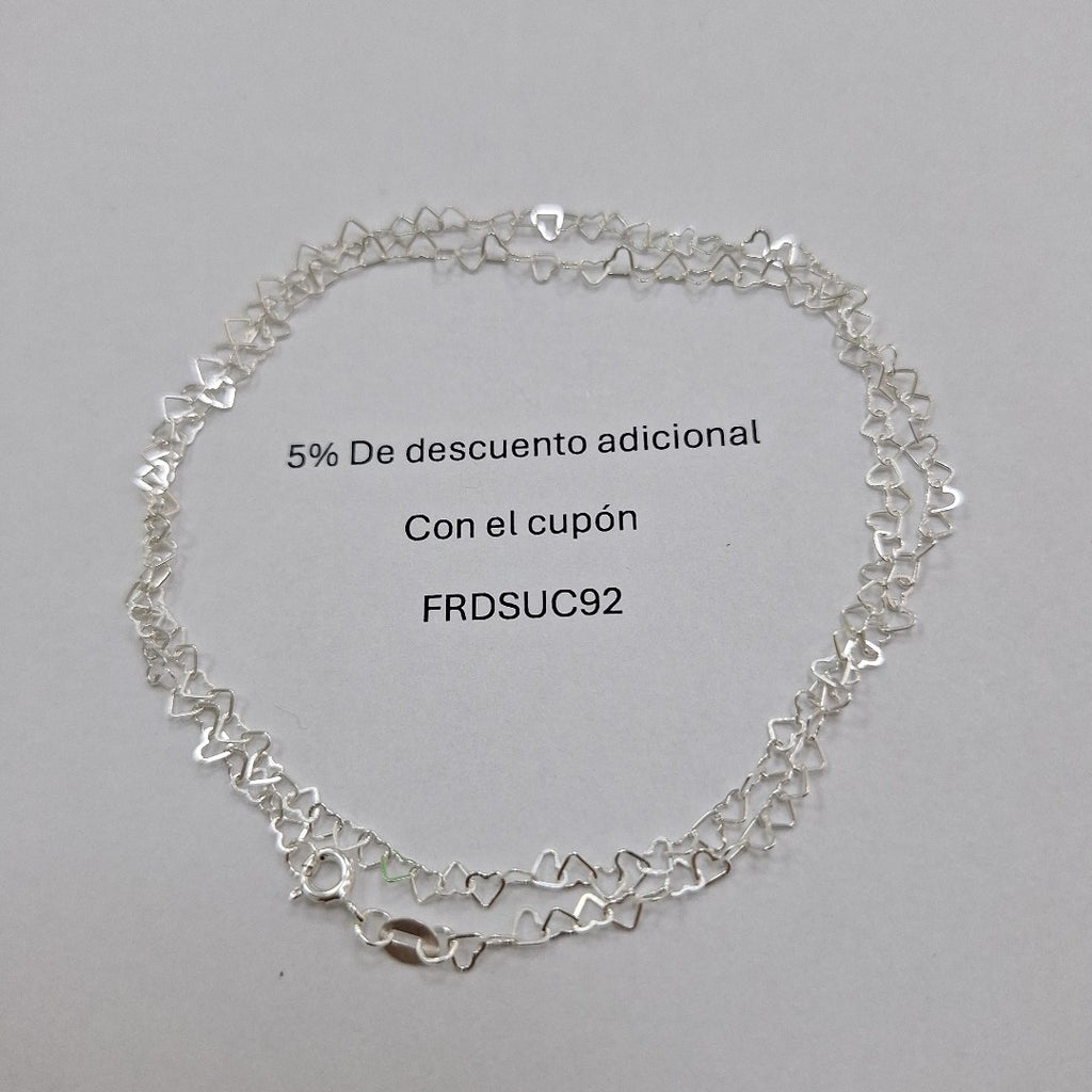 CADENA CORAZONES PLATA .925 50 CM 2.52 GR (NUEVO)