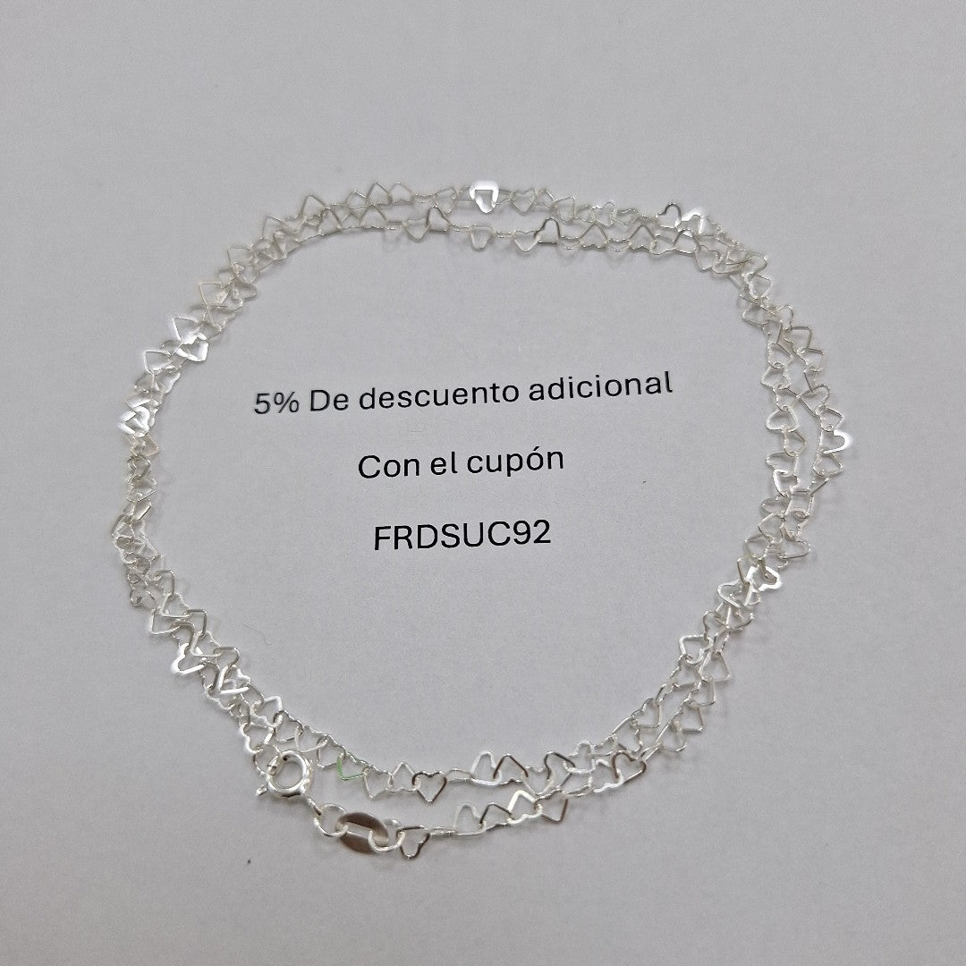 CADENA CORAZONES PLATA .925 50 CM 2.52 GR (NUEVO)