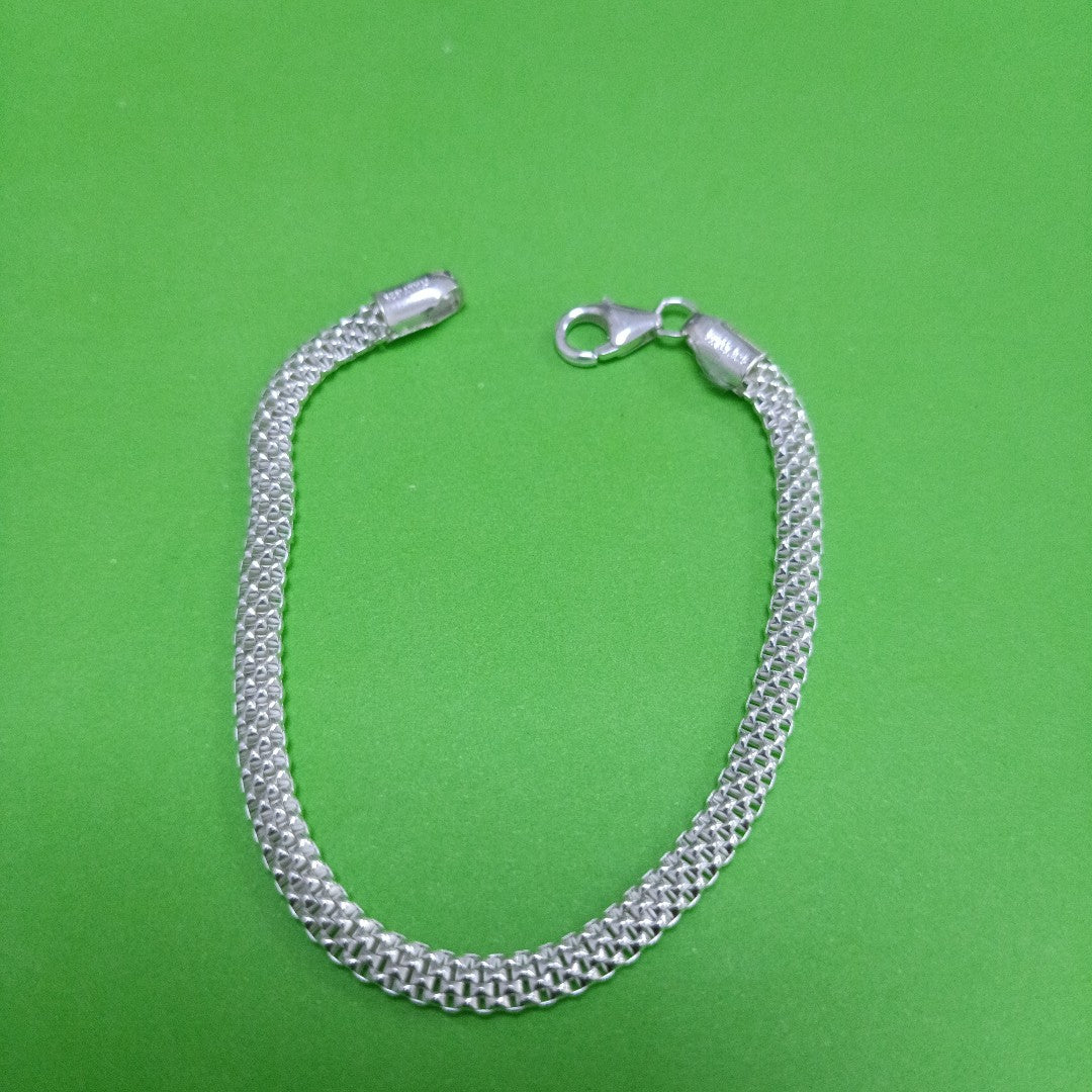 PULSERA TEJIDO ESPECIAL PLATA .925 18 CM 4.8 GR (NUEVO)