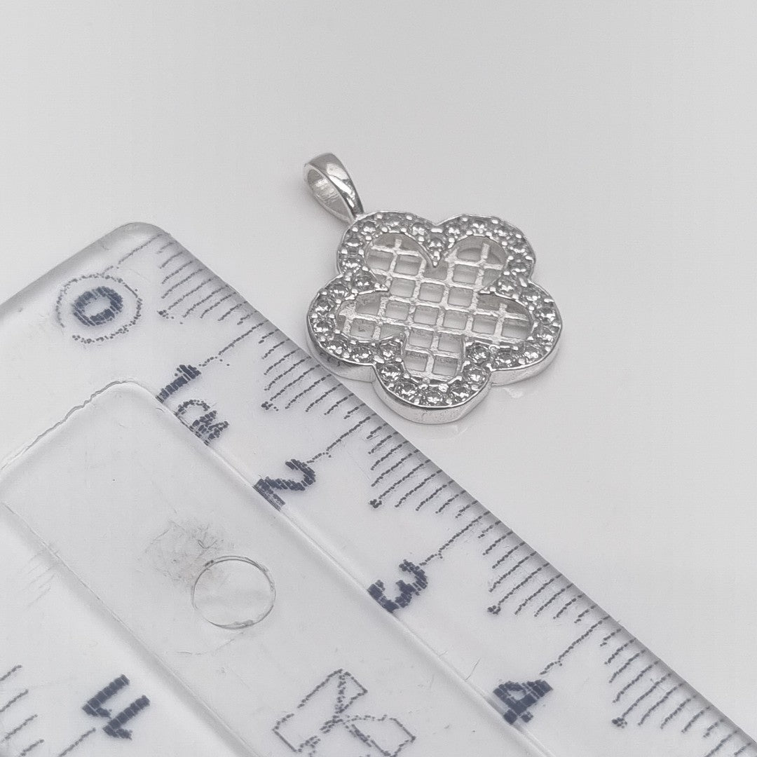 DIJE FLOR CON CIRCONIAS PLATA .925 1.7 GR (NUEVO)