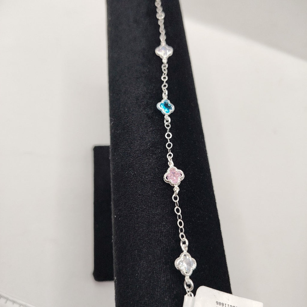 PULSERA ESPECIAL CON PIEDRAS DE COLOR PLATA .925 18 CM 3.42 GR (NUEVO)