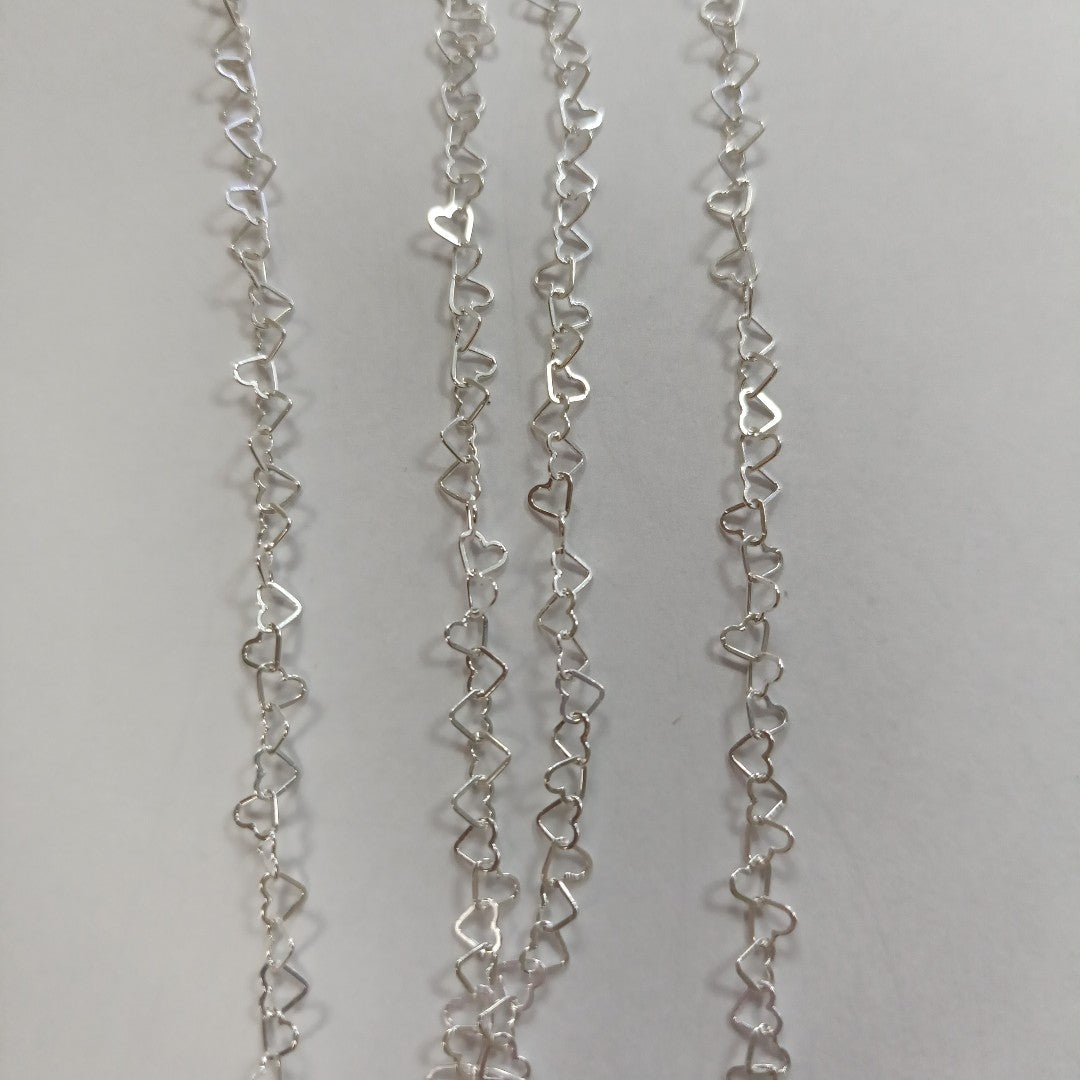CADENA CORAZONES PLATA .925 60 CM 3.02 GR (NUEVO)