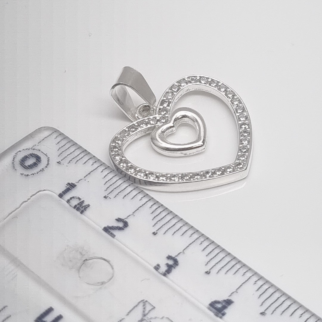 DIJE CORAZON C/CIRCONIAS PLATA .925 2.7 GR (NUEVO)