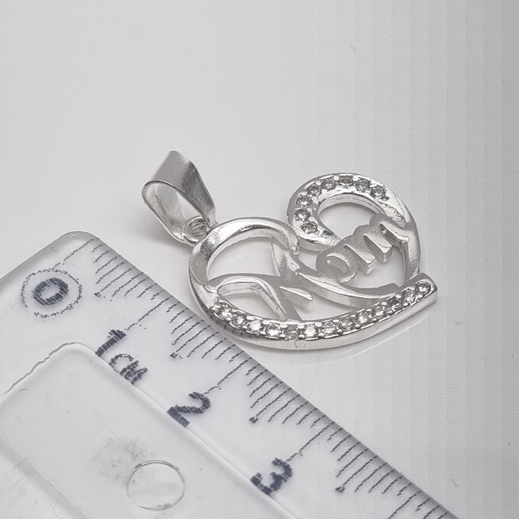 DIJE CORAZON C/CIRCONIAS PLATA .925 3.1 GR (NUEVO)