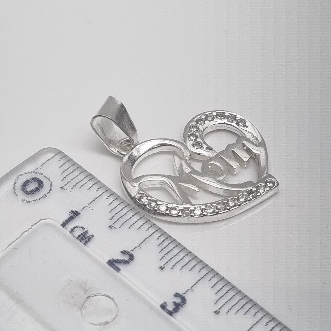 DIJE CORAZON C/CIRCONIAS PLATA .925 3.1 GR (NUEVO)