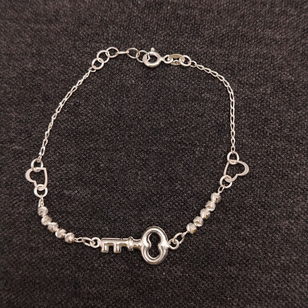 PULSERA TEJIDO LLAVE PLATA .925 18 CM 2.3 GR (NUEVO)