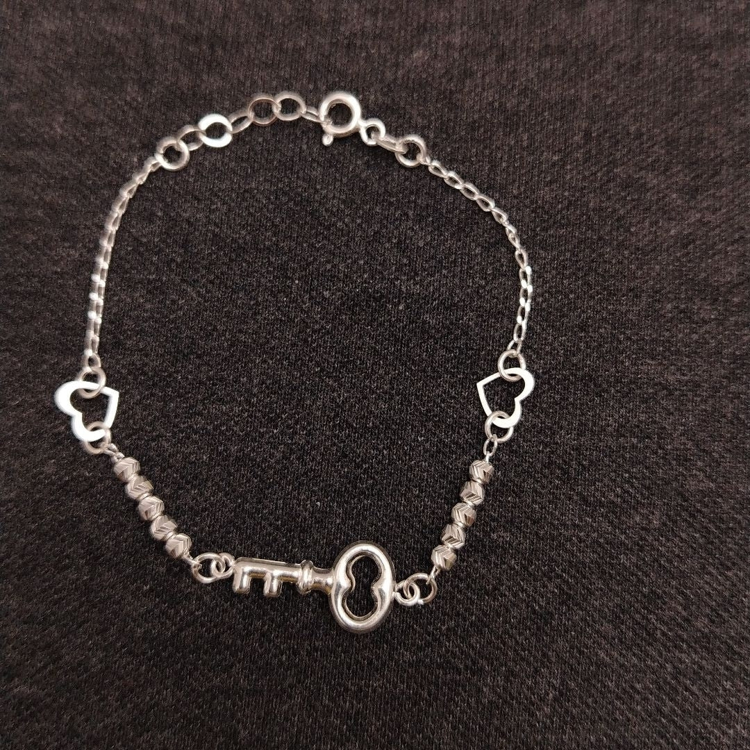 PULSERA TEJIDO LLAVE PLATA .925 18 CM 2.3 GR (NUEVO)