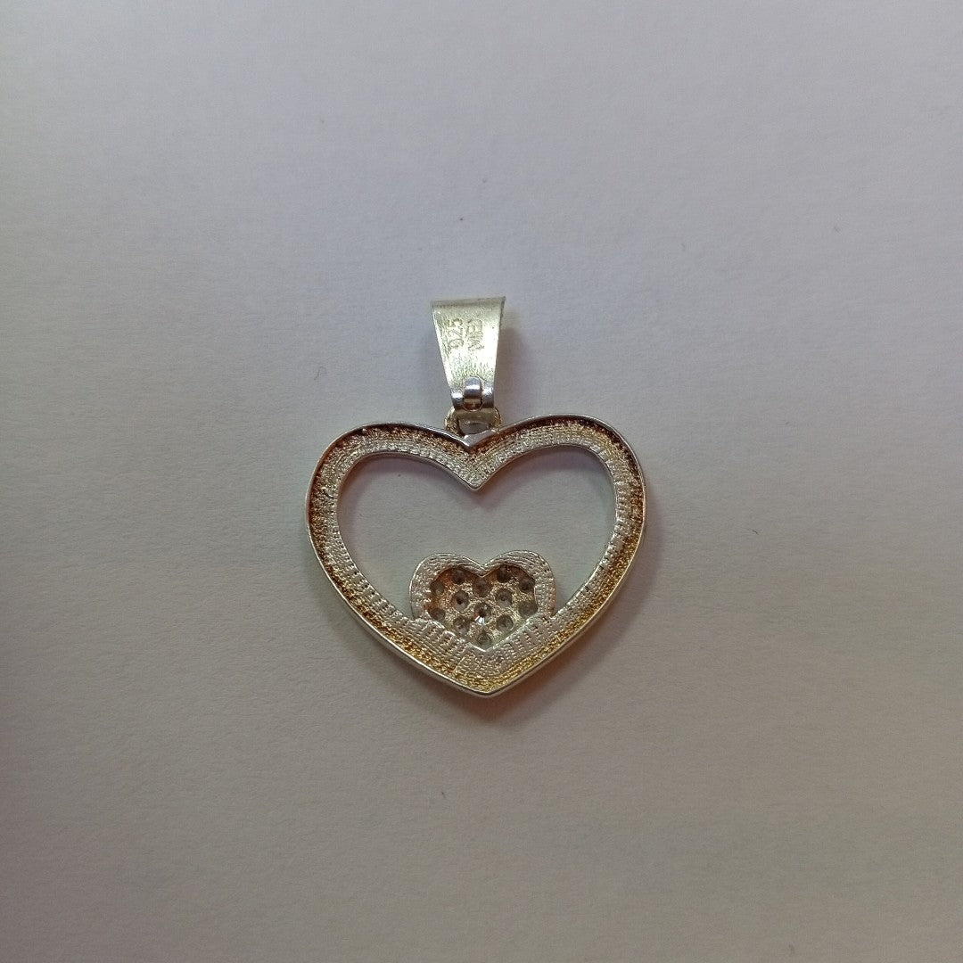 DIJE CORAZON C/CIRCONIAS PLATA .925 2.5 GR (NUEVO)