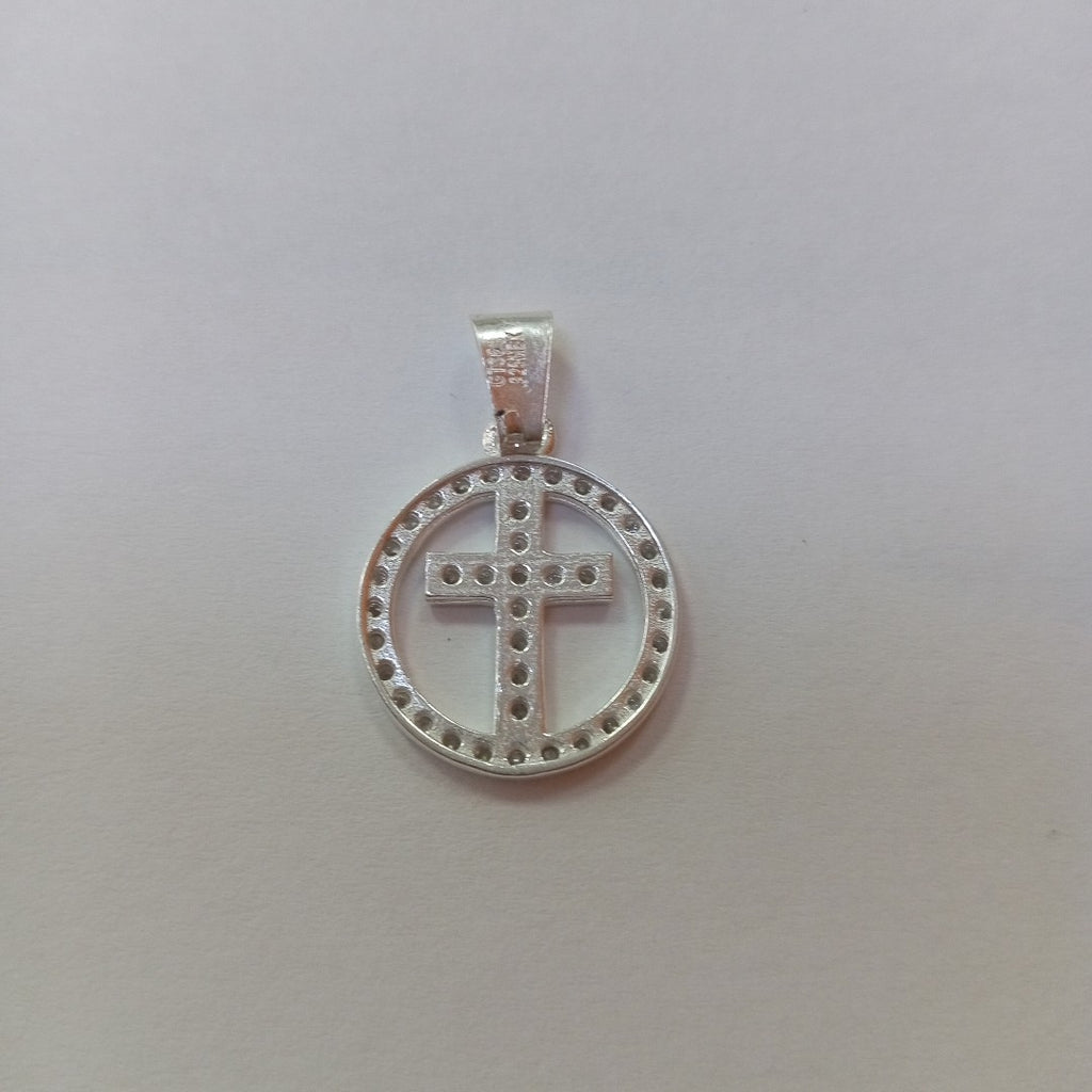 DIJE CRUZ C/CIRCONIAS PLATA .925 2.5 GR (NUEVO)