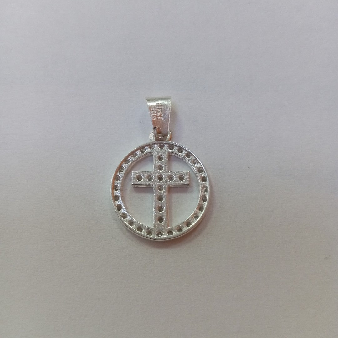DIJE CRUZ C/CIRCONIAS PLATA .925 2.5 GR (NUEVO)