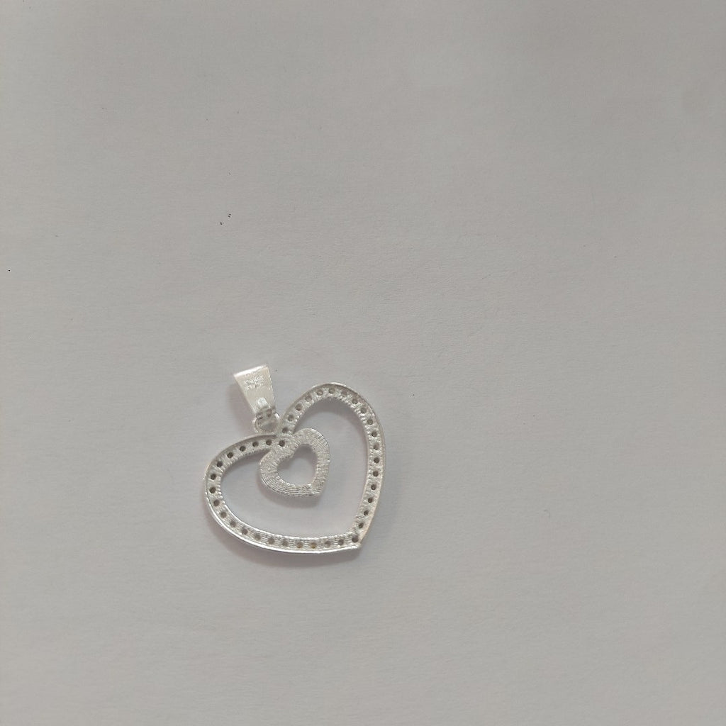 DIJE CORAZON C/CIRCONIAS PLATA .925 2.7 GR (NUEVO)