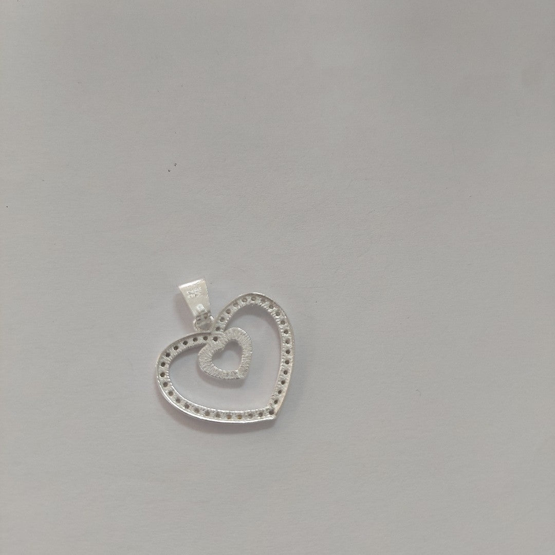 DIJE CORAZON C/CIRCONIAS PLATA .925 2.7 GR (NUEVO)