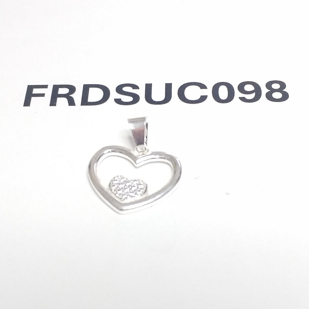 DIJE CORAZON C/CIRCONIAS PLATA .925 2.7 GR (NUEVO)