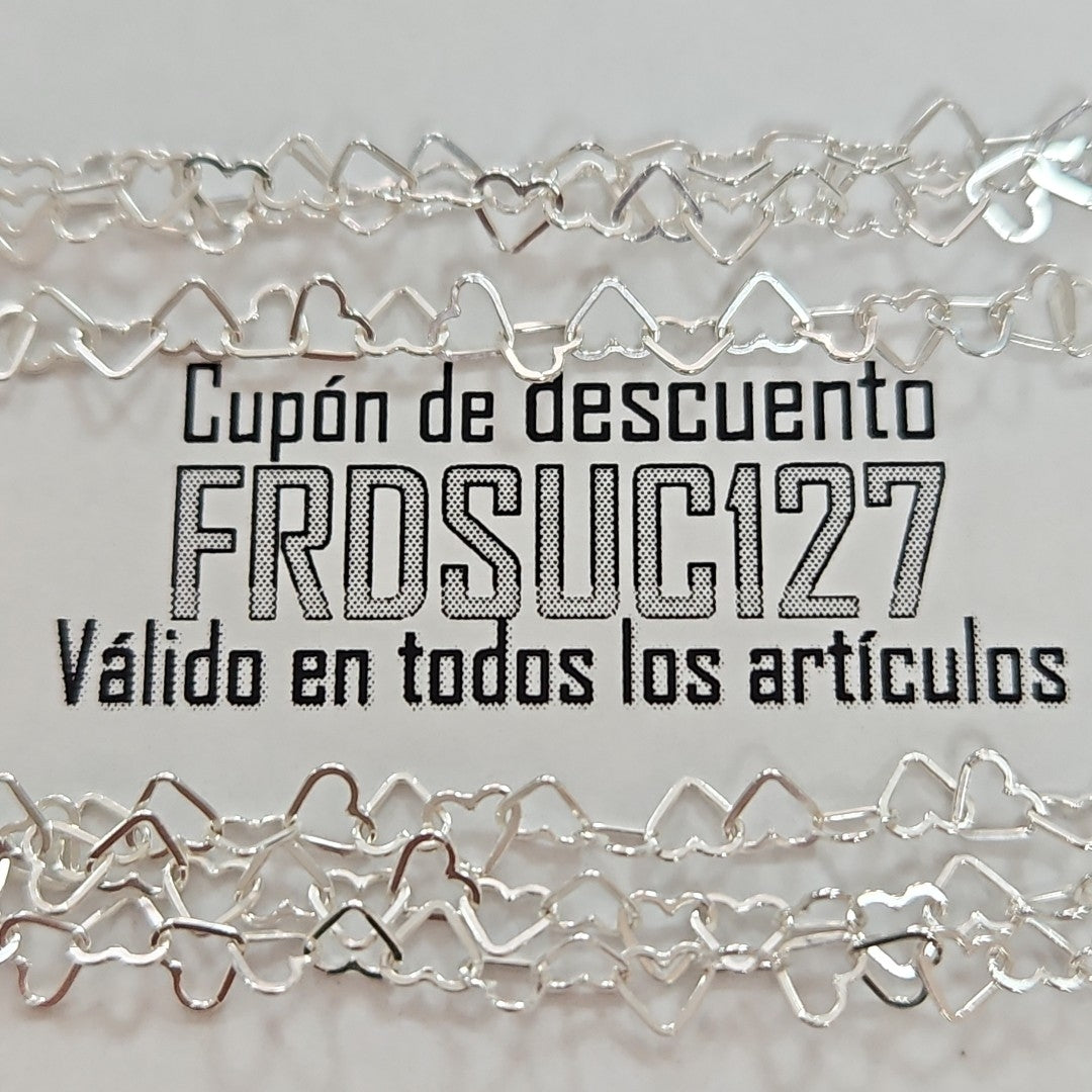 CADENA CORAZONES PLATA .925 55 CM 2.82 GR (NUEVO)