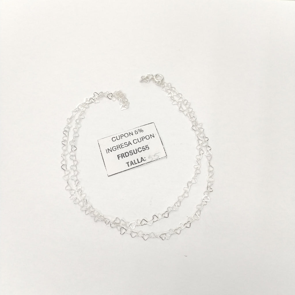 CADENA CORAZONES PLATA .925 55 CM 2.72 GR (NUEVO)