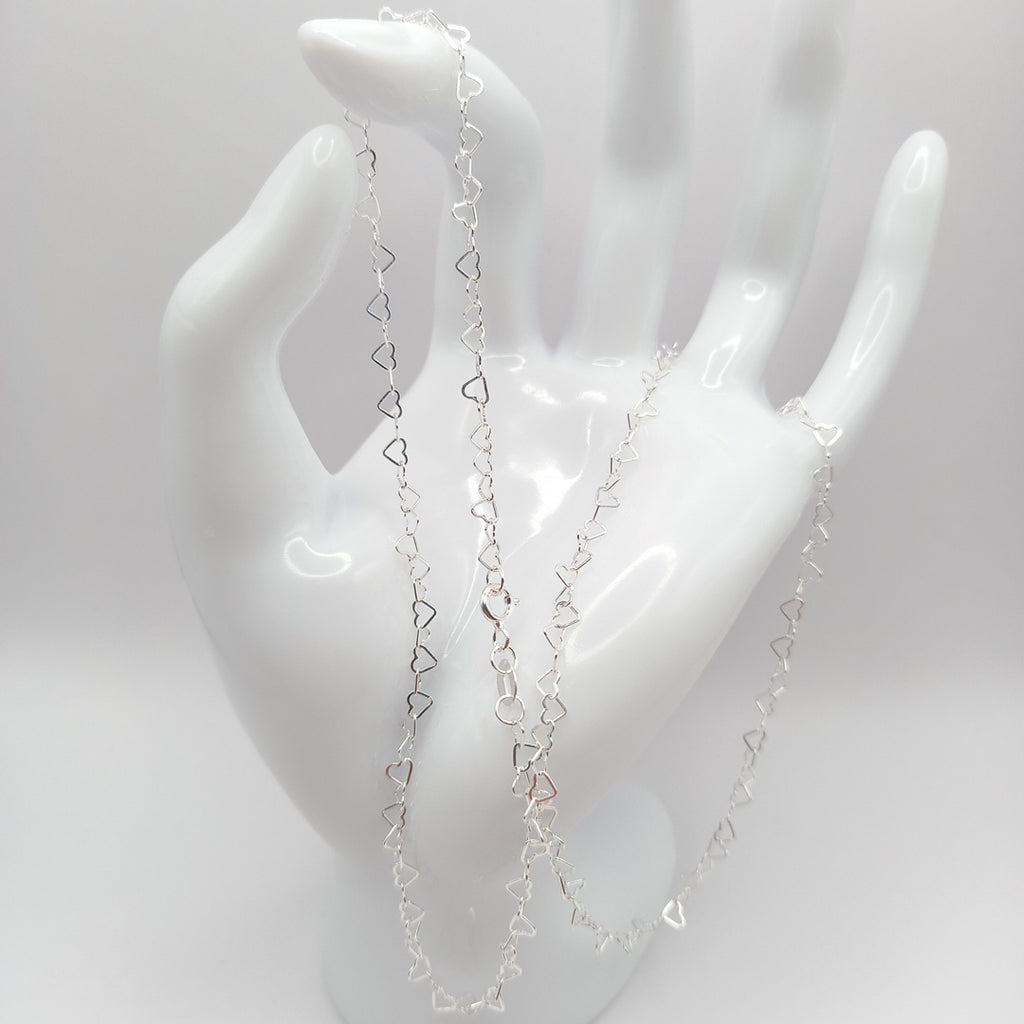 CADENA CORAZONES PLATA .925 50 CM 2.62 GR (NUEVO)