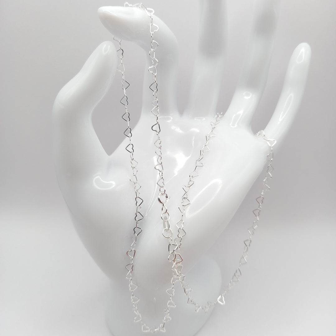 CADENA CORAZONES PLATA .925 50 CM 2.62 GR (NUEVO)