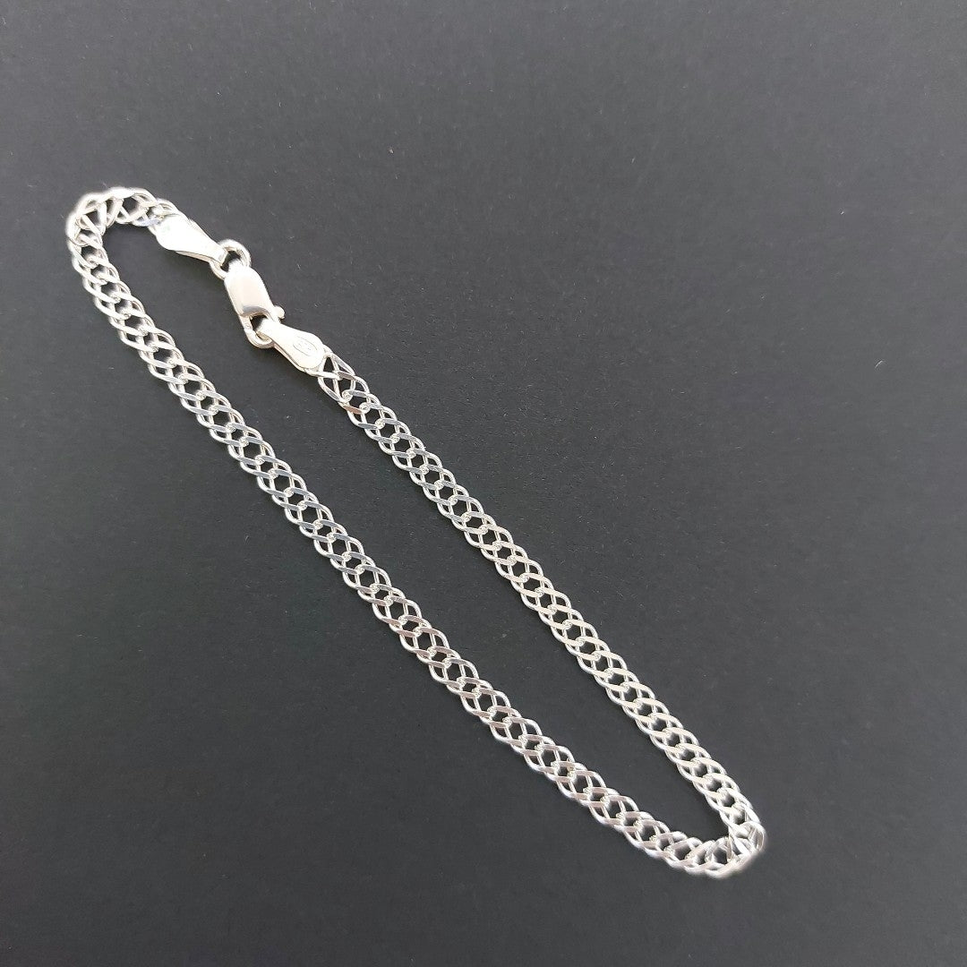 PULSERA DOBLE ESLABON PLATA .925 21 CM 3.63 GR (NUEVO)