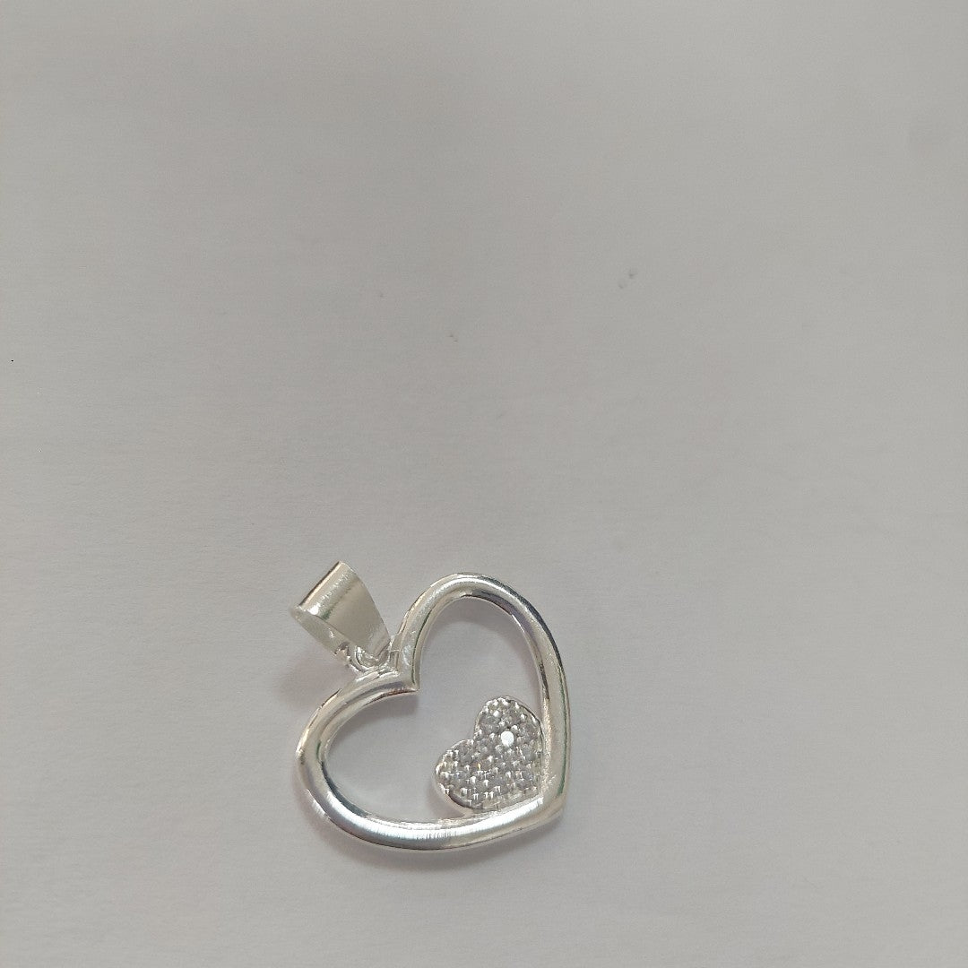 DIJE CORAZON C/CIRCONIAS PLATA .925 2.7 GR (NUEVO)