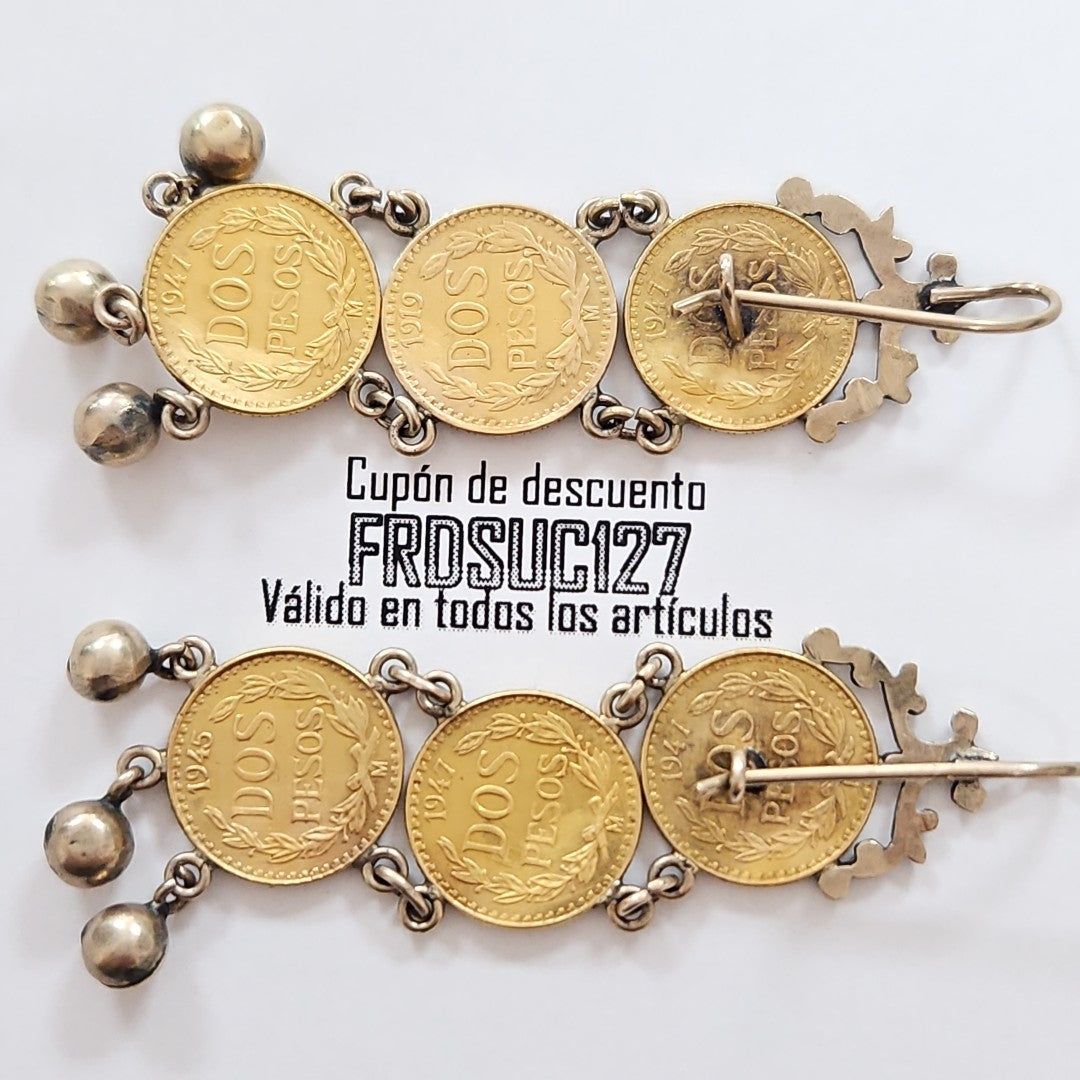 K1 9.96 GRMS 21 K IDENTIFICACIÓN ARETES PAR, MONEDA NOMINATIVA MONEDAS PE (SEMINUEVO)