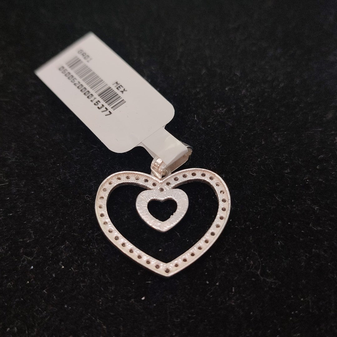 DIJE CORAZON C/CIRCONIAS PLATA .925 2.7 GR (NUEVO)